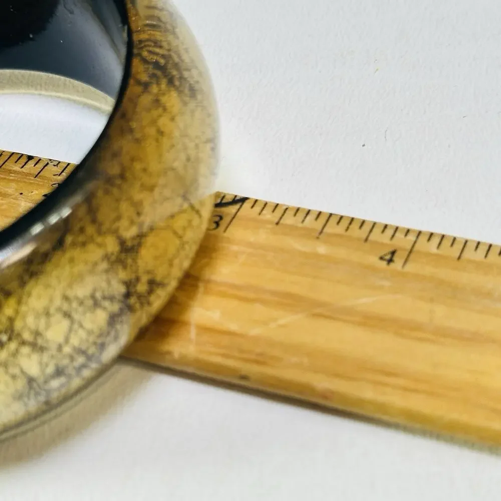 Vintage Lucite Black Gold Foil Bracelet Bangle Black Metallic Shiny Chunky Round